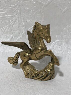 Vintage Small Solid Brass Winged Horse Pegasus Figure